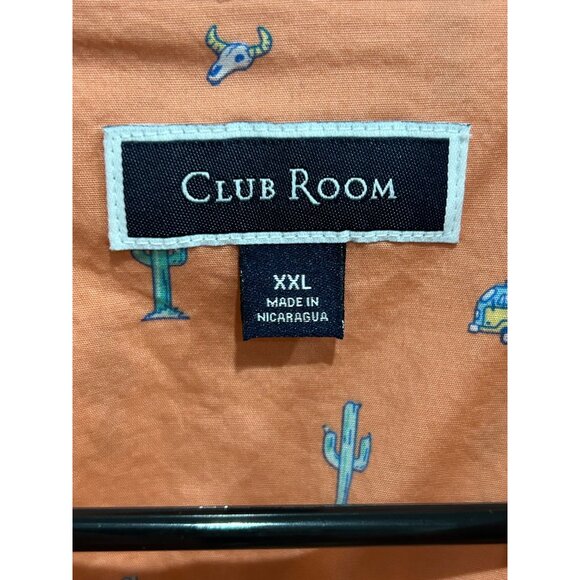 Club Room Short Sleeve Button Up Shirt Orange Sz XXL Cactus & Car Print Casual - Picture 5 of 9